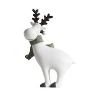 harayaa Figurine Cerf Décorative Statue Ornement Sculpture Résine Style Saisonnier Détails Contrastés et Sabots Gris Pose Stable, Élan Debout - Blanc Et Noir 12cm 6cm 21cm
