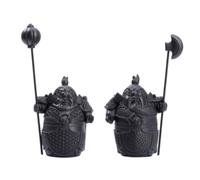 harayaa Figurine Résine Gardien Chinois Statue Sculpture Protecteur Style Ancien Finition Soyeuse Visage Sévère Coiffe Guerrier Tenue Superposée Ornement