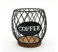 harayaa Présentoir Ananas Corbeille de Rangement Corbeille Décorative Panier Métal Panier avec Socle Bois Armature en Fil Métallique Croisé et Plaque Frontale, Noir, Ananas C