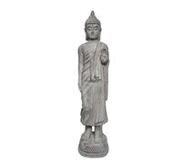 harayaa Statue Bouddha Décorative Figurine Sculpture Statuette en Résine Gravée avec Finition Antique et Détails Pose Adaptée aux Séjours Bureaux Hauteur, Gris