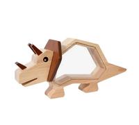 harayaa Tirelire Enfant Dinosaure Caisse à Pièces Tirelire Épargne Boîte à Monnaie Design Mignon pour Enfants et Adultes Transparente Acrylique Structure Bois, Original, Dinosaure Tricératops Méca