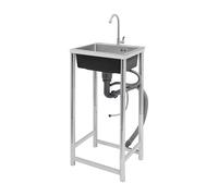 HarBin-Star - Évier d'extérieur autoportant en acier inoxydable avec robinet - Évier de cuisine commercial pour cuisine, garage - 45 x 40 x 22 cm