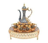 HarBin-Star Lot de 6 tasses à café turques vintage - Avec 6 tasses à thé - En métal royal - Pour la maison, le café, le thé et les fêtes - Bleu foncé