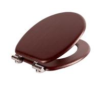 Harbour Housewares 1x Acajou Fermeture en Douceur Siège de Toilette en Bois - Forme Standard Lente Salle de Bains Couvercle Couvrir Haut avec Raccords