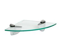 Harbour Housewares 1x Clair 20cm Étagère d'angle en Verre Flottant - Salle de Bain Douche Cuisine Rayonnage Stockage Unité d'Affichage avec Supports Argentés