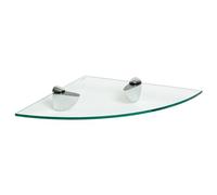 Harbour Housewares 1x Clair 30cm Étagère d'angle en Verre Flottant - Salle de Bain Douche Cuisine Rayonnage Stockage Unité d'Affichage avec Supports Argentés