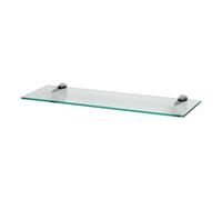 Harbour Housewares 1x Clair 60cm Étagère Murale en Verre Flottant - Salle de Bain Douche Cuisine Rayonnage Stockage Unité d'Affichage avec Supports Argentés