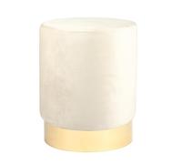 Harbour Housewares 1x Crème H36 x D29cm Rond Tabouret en Velours - Petit Chambre à Coucher Salon Mettre la Table Repose-Pieds Ottoman Pouf Chaise Siège