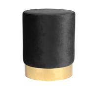 Harbour Housewares 1x Noir H36 x D29cm Rond Tabouret en Velours - Petit Chambre à Coucher Salon Mettre la Table Repose-Pieds Ottoman Pouf Chaise Siège