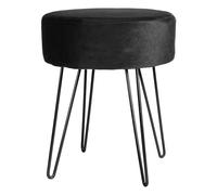 Harbour Housewares 1x Noir/Noir H40 x D35cm Rond Repose-Pieds en Velours - Petit Salon Mettre la Table Tabouret Ottoman Pouf Chaise Siège