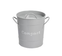 Harbour Housewares 1x Poubelle à Compost de Cuisine d'intérieur Grise - Seau de Stockage de déchets Alimentaires en Acier de Style Vintage - Doublure de Poubelle Amovible intérieure