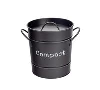 Harbour Housewares 1x Poubelle à Compost de Cuisine d'intérieur Noire - Seau de Stockage de déchets Alimentaires en Acier de Style Vintage - Doublure de Poubelle Amovible intérieure