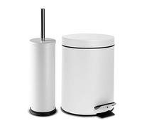 Harbour Housewares 2 pièces 3 litres Salle de Bains et Toilettes Poubelle à pédale Brosse Set - Matte White