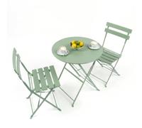 Harbour Housewares 2 Places Sussex Bistro Set - Chaises Table Pliante Meubles - Ronde - Vert Sauge