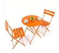 Harbour Housewares 2 Places Sussex Bistro Set - Chaises Table Pliante Patio extérieur Meubles de Jardin - Round - Orange