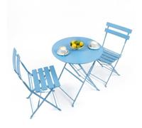 Harbour Housewares 2 Seater Sussex Bistro Set - Table Pliante Chaises Meubles - Ronde - Bleu Barbeau