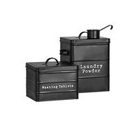 Harbour Housewares 2 x Vintage métal Lavage de Stockage en Poudre et tablettes Tins - Stockage - Utilitaire Bidons cm - Noir