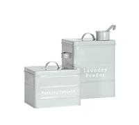 Harbour Housewares 2 x Vintage métal Laver entreposage de Poudre et Les comprimés Boîtes de Rangement - Utility Canisters - cm - Gris