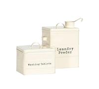Harbour Housewares 2 x Vintage métal Poudre à Laver et tablettes de Rangement Boîtes - Stockage Utilitaires Canisters - cm - Crème