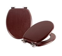 Harbour Housewares 2x Acajou Fermeture en Douceur Siège de Toilette en Boiss - Forme Standard Lente Salle de Bains Couvercle Couvrir Haut avec Raccords