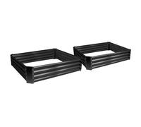 Harbour Housewares 2X Anthracite 120cm x 120cm Carrée Acier Galvanisé Lits de Jardin Surélevés - Grand Extérieur Légume Grandir Planteur Creux Boîte