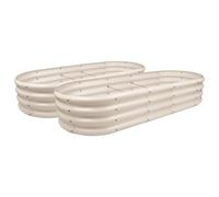 Harbour Housewares 2X Arrondi Lits de Jardin Surélevés en Acier Galvanisé - 180cm x 90cm - Ivoire - Grand Extérieur Légume Grandir Planteur Creux Boîte