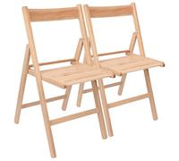 Harbour Housewares 2X Naturel Bois de Hêtre Chaise Pliantes - Pliable Intérieur Maison Bureau Bureau d'Ordinateur Cuisine Table à Manger Siège en Bois Set