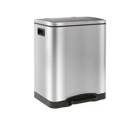 Harbour Housewares 30L (2 x 15L) Poubelle de Cuisine à Pédale Double en Acier Inoxydable - Brossé - 1x Fermeture en Douceur Grande Dual Métal Placard Recyclage Nourriture Déchets Poubelles
