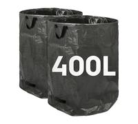 Harbour Housewares 400L Sacs pour Déchets de Jardin avec Poignées - Noir - 2X Grand Fort Réutilisable Plastique Robuste Jardinage Décombres Déchets Herbe Compost Feuille Sol Boutures Sacs à Ordures