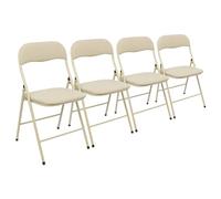 Harbour Housewares 4X Beige Tissu Rembourré Chaise Pliante en Métals - Poids Léger Portable Intérieur Extérieur Cuisine Bureau Jardin À Manger Ensemble de Chaises