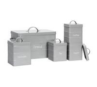 Harbour Housewares 5 pièces Rangement Cuisine Industrielle Canister Set - Thé Vintage Style en Acier à café Sucre Caddy avec Couvercle - Gris