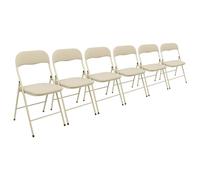 Harbour Housewares 6X Beige Tissu Rembourré Chaise Pliante en Métals - Poids Léger Portable Intérieur Extérieur Cuisine Bureau Jardin À Manger Ensemble de Chaises