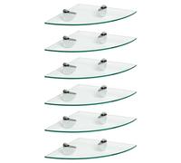 Harbour Housewares 6X Clair 30cm Étagères d'angle en Verre Flottant - Salle de Bain Douche Cuisine Rayonnage Stockage Unité d'Affichage avec Supports Argentés
