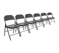 Harbour Housewares 6X Noir Mat Chaise Pliante en Métals - Poids Léger Portable Intérieur Extérieur Cuisine Bureau Jardin À Manger Ensemble de Chaises