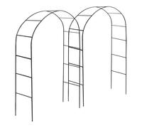 Harbour Housewares Arche de Jardin en Métales - 2.4M x 1.4M - Noir - 2X Grand Large Robuste Plein Air Plantes Grimpantes Rose Fleur Grille Arche Pergola Treillis Soutien Cadre Décoration de Mariage