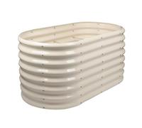 Harbour Housewares Arrondi Jardin Surélevé - 120cm x 60cm x 60cm - Ivoire - 1x sans Fond Métal Soulevé Lit Acier Galvanisé Planteur Boîte pour Grandir Plantes d'Extérieur, Légumes, Fleurs et Herbes