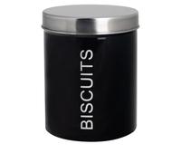 Harbour Housewares Boîte à Biscuits Ronde en Métal - Noir - 14 cm - Boîte de Rangement pour Biscuits de Cuisine Pot à Biscuits Conteneur avec Couvercle Hermétique en Caoutchouc