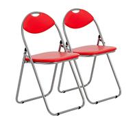 Harbour Housewares Chaises pliantes rembourrées - Cadre en métal facile à ranger pour bureau, chambre à coucher - Charge maximale : 114 kg - Rouge - Lot de 2