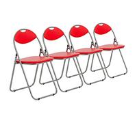 Harbour Housewares Chaises pliantes rembourrées - Cadre en métal facile à ranger pour bureau, chambre à coucher - Charge maximale : 114 kg - Rouge - Lot de 4
