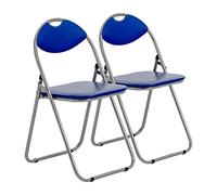 Harbour Housewares Chaises pliantes rembourrées - Cadre en métal facile à ranger pour bureau, chambre à coucher - Charge maximale : 114 kg - Bleu - Lot de 2