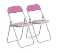 Harbour Housewares Chaises pliantes rembourrées colorées - Rose - Lot de 2 - Chaise de bureau pliable avec cadre en métal facile à ranger pour bureau, salle à manger, cuisine