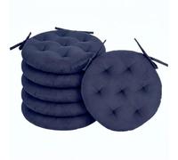 Harbour Housewares Coussins de Siège Ronds - 40 x 40cm - Bleu Marine - 6X Chaise de Salle à Manger Coussins Chaise Intérieur Cuisine Plein Air Jardin Patio Chaise Pad À Manger Traversin