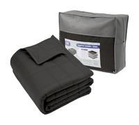 Harbour Housewares Couverture Lestée avec Sac de Rangement - 150 x 200cm - 8kg - Noir - 1x Lourd Adulte Coton Lit Couverture Jet avec des Perles de Verre | Construction à 7 Couches | Anxiété Thérapie