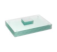 Harbour Housewares Ensemble de Sets de Table et Dessous de Verre en Verre - 12 pièces - Transparent - 40 x 30 cm - Sets de Table de Protection pour Table à Manger, Dessous de Verre pour Tables