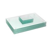 Harbour Housewares Ensemble de Sets de Table et sous-Verres en Verre - 12 pièces - Transparent - 30 x 20 cm - Sets de Table de Protection pour Table à Manger, Dessous de Verre pour Tables