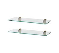 Harbour Housewares Étagères de Salle de Bain en Verre Flottant Arrondies - 40cm - Clair/Or - 2X Fixation Murale Cuisine Chambre à Coucher Douche Décor Caddie Serviette Stockage Organisateur Rayonnage