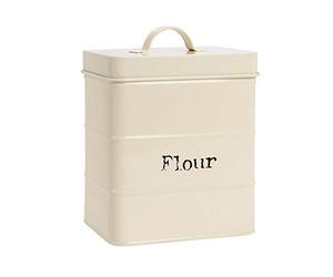 Harbour Housewares Farine Industrielle Canister - Vintage Style de Cuisine en Acier avec Couvercle de Stockage Caddy - Crème