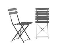 Harbour Housewares Lot de 2 chaises pliantes en métal pour terrasse, bistrot, cuisine, balcon, café, pub, salle à manger, café, café, petit déjeuner, gris