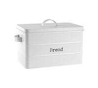 Harbour Housewares Pain Vintage Bin Stockage Canister - Carré métal Jar Airtight Seal - Matte White