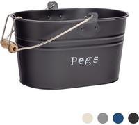 Harbour Housewares - Pince à linge industrielle « Bucket » - Bac de rangement de cuisine en acier de style vintage avec crochet et poignée - Noir